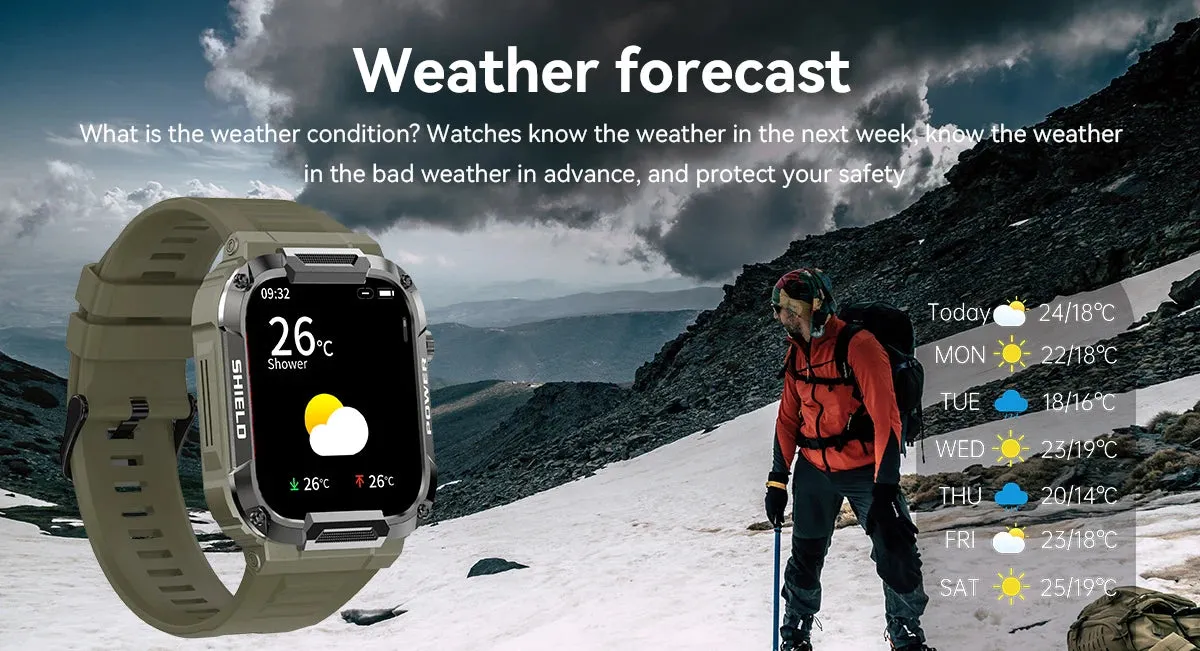 Men's Smart Watch Military Grade Health Monitor AI Voice Bluetooth Call Fitness Waterproof Sports Smartwatch for IOS & Android Phones Great Gift