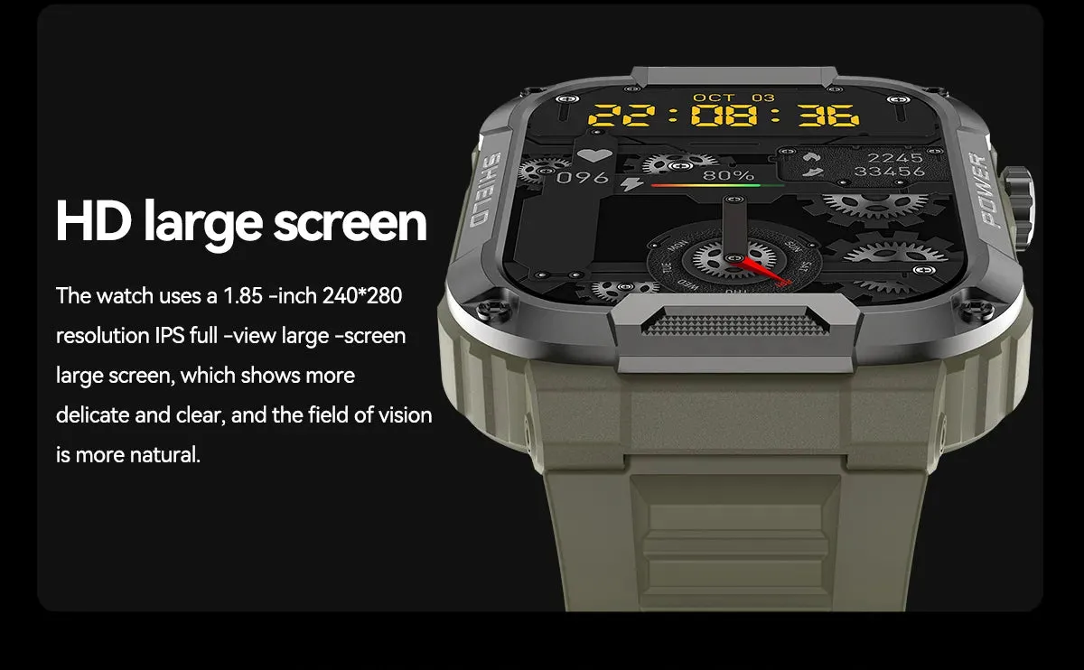 Men's Smart Watch Military Grade Health Monitor AI Voice Bluetooth Call Fitness Waterproof Sports Smartwatch for IOS & Android Phones Great Gift