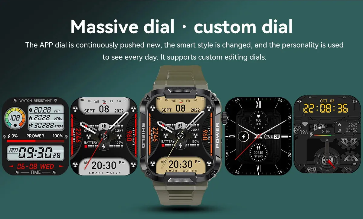 Men's Smart Watch Military Grade Health Monitor AI Voice Bluetooth Call Fitness Waterproof Sports Smartwatch for IOS & Android Phones Great Gift