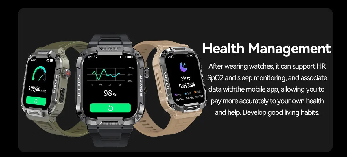 Men's Smart Watch Military Grade Health Monitor AI Voice Bluetooth Call Fitness Waterproof Sports Smartwatch for IOS & Android Phones Great Gift