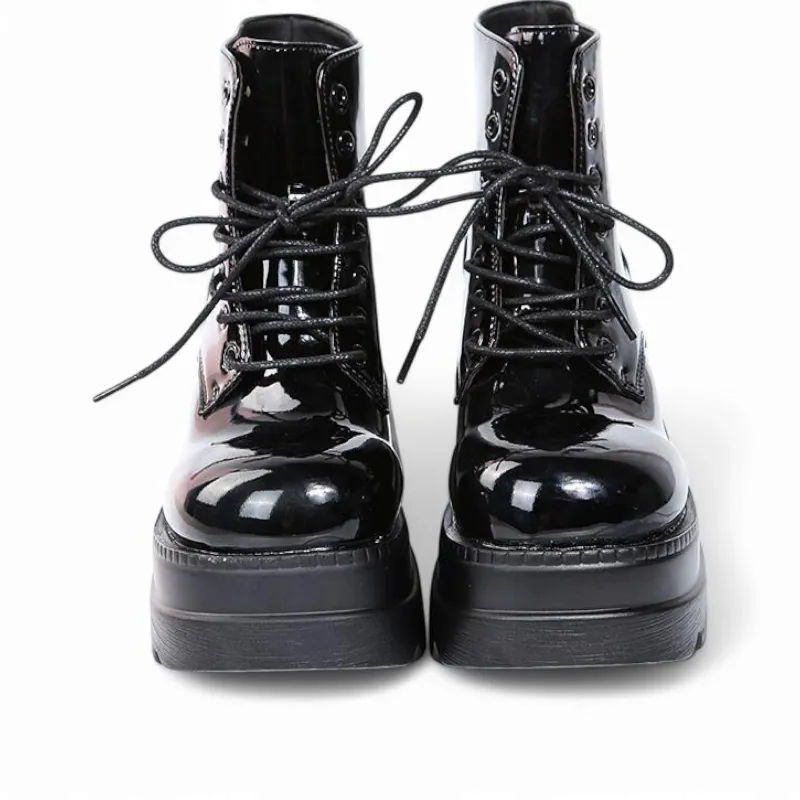 Merendy Alsawy Wedge Heel Platform sole canvas black Boots