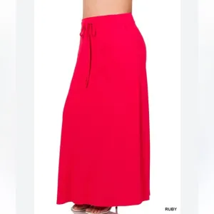Michael Kors women’s Skirt Red Pink Long Maxi stretch drawstring waist Medium