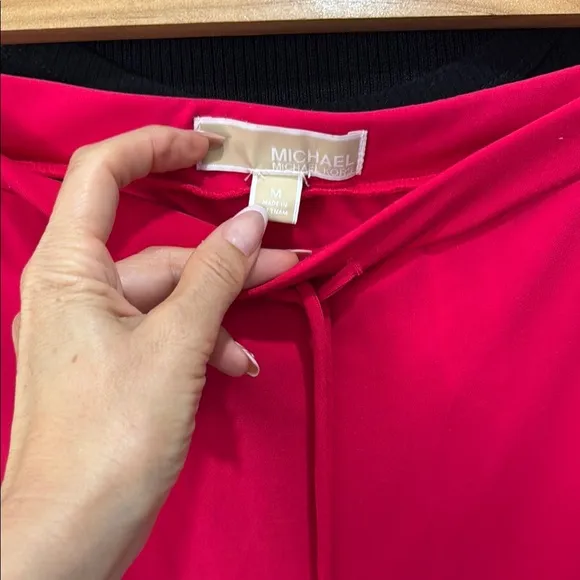 Michael Kors women’s Skirt Red Pink Long Maxi stretch drawstring waist Medium