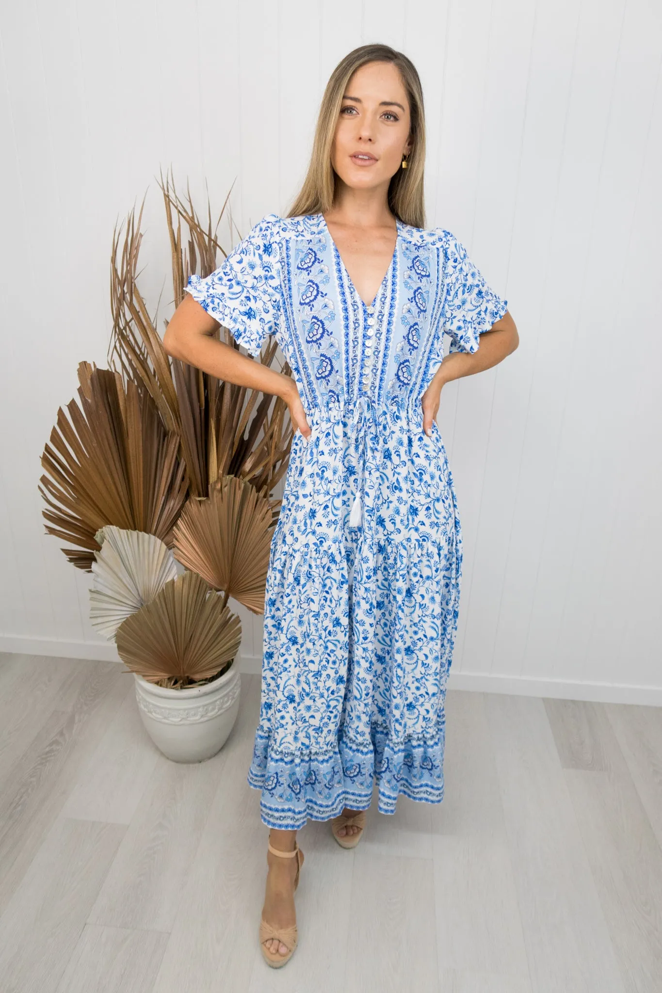 Millie Dress -Blue/white