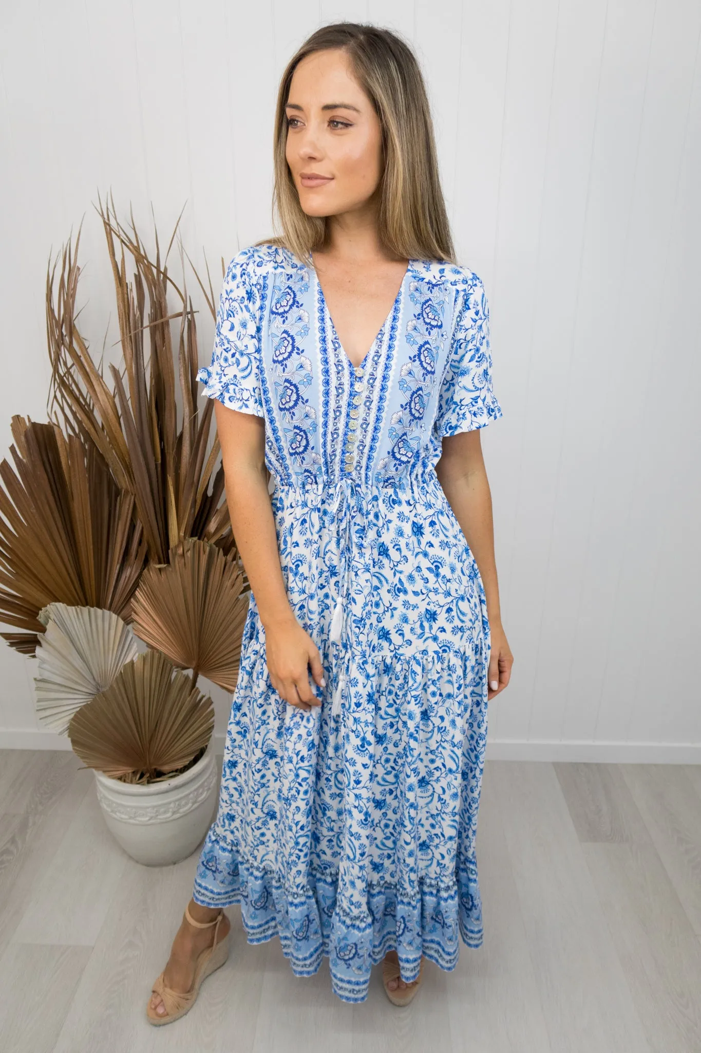 Millie Dress -Blue/white