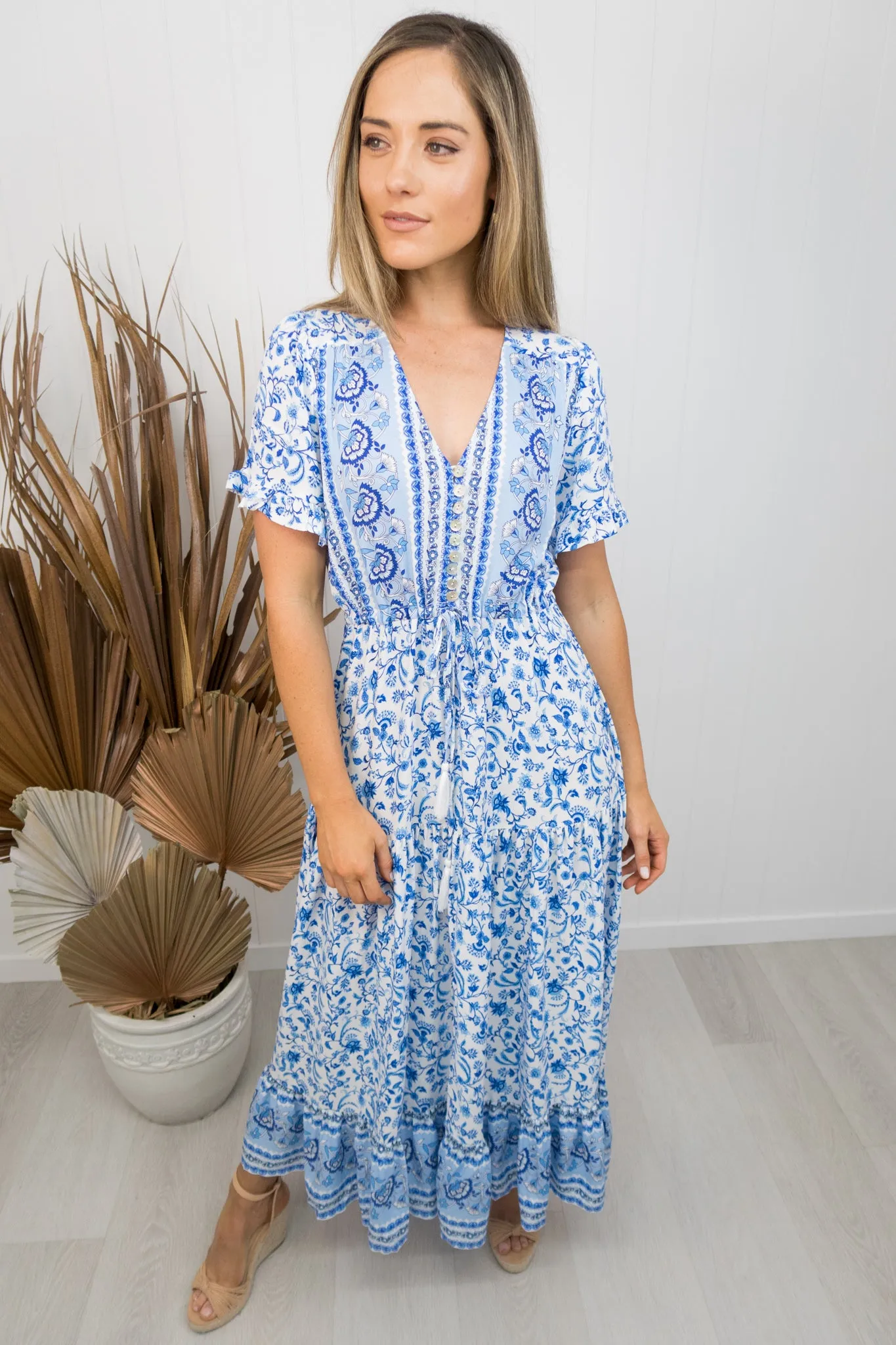 Millie Dress -Blue/white
