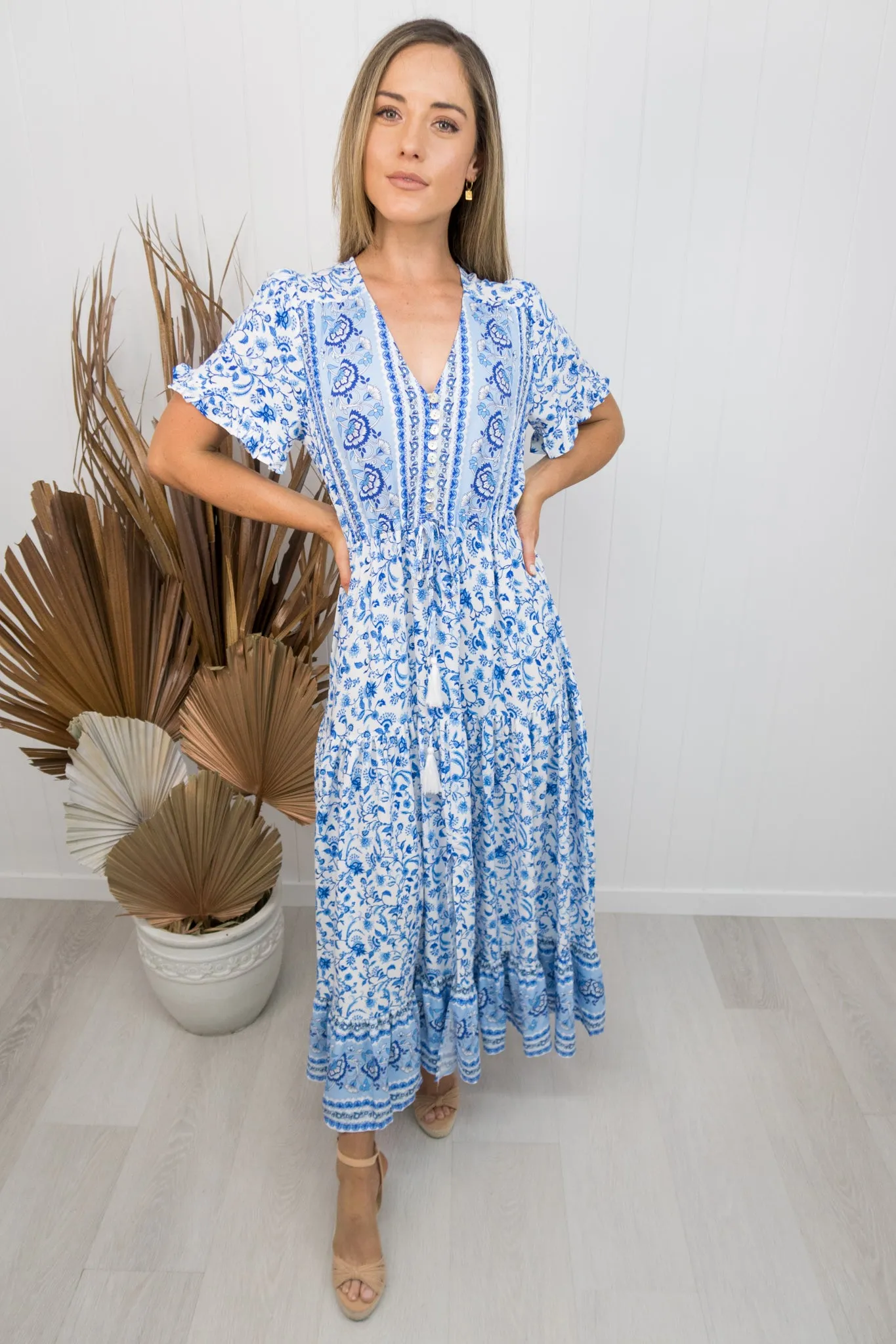 Millie Dress -Blue/white