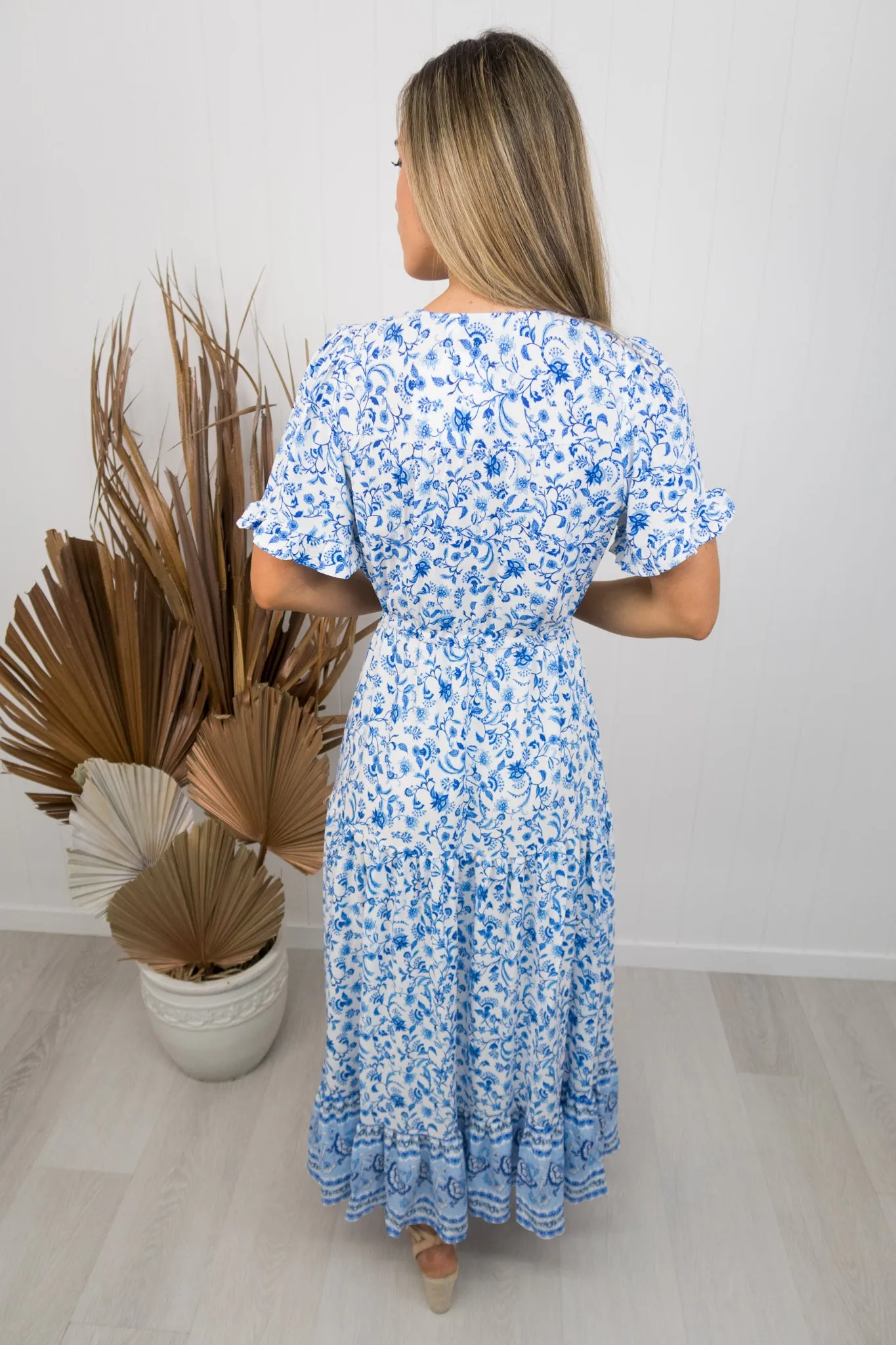 Millie Dress -Blue/white