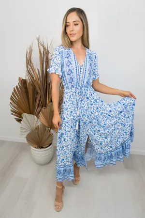 Millie Dress -Blue/white