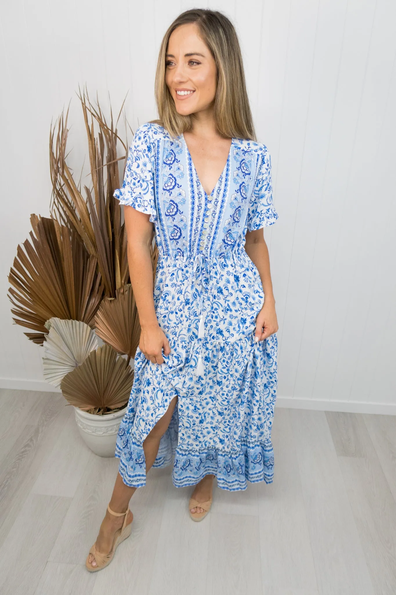 Millie Dress -Blue/white