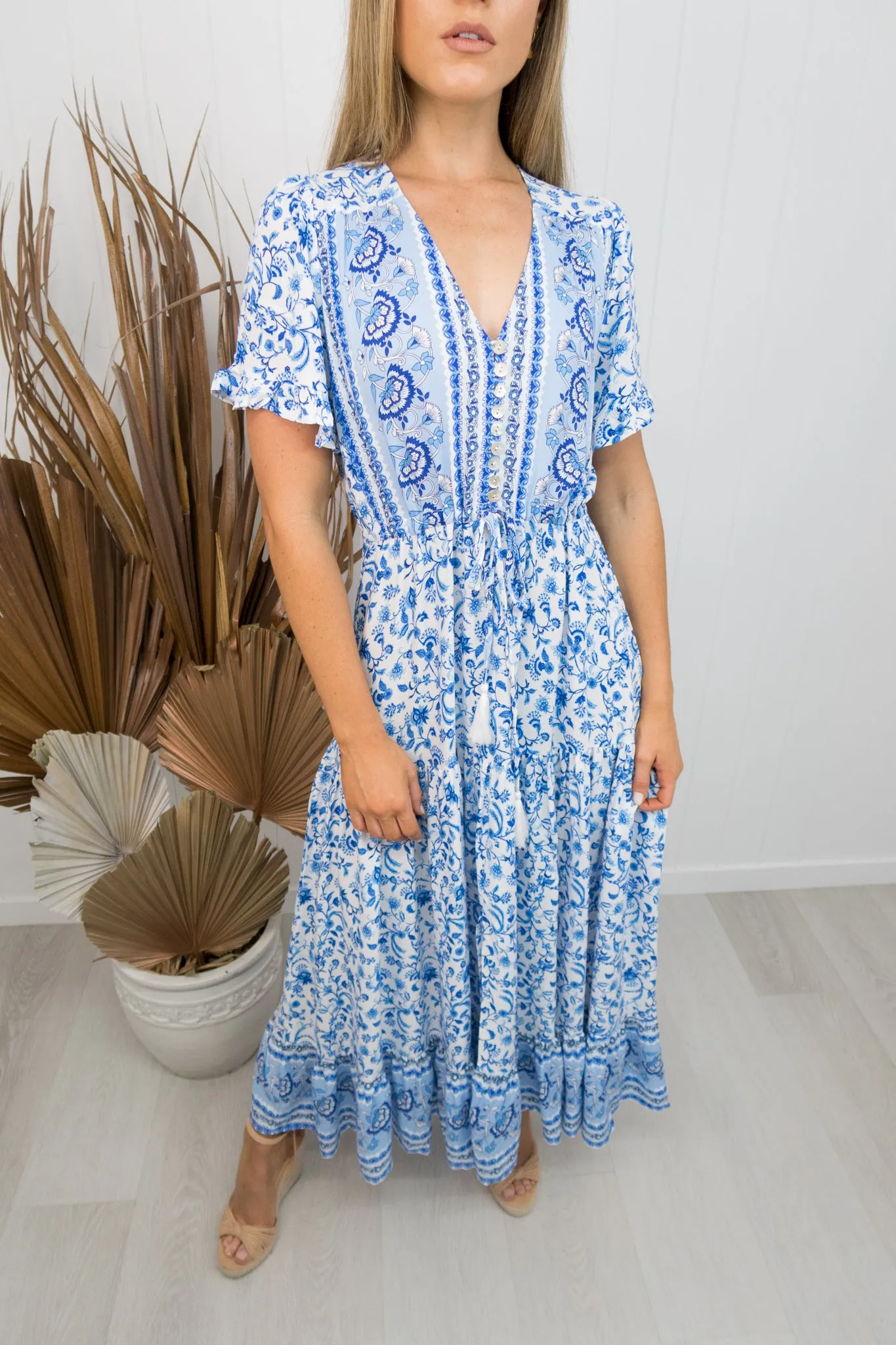 Millie Dress -Blue/white