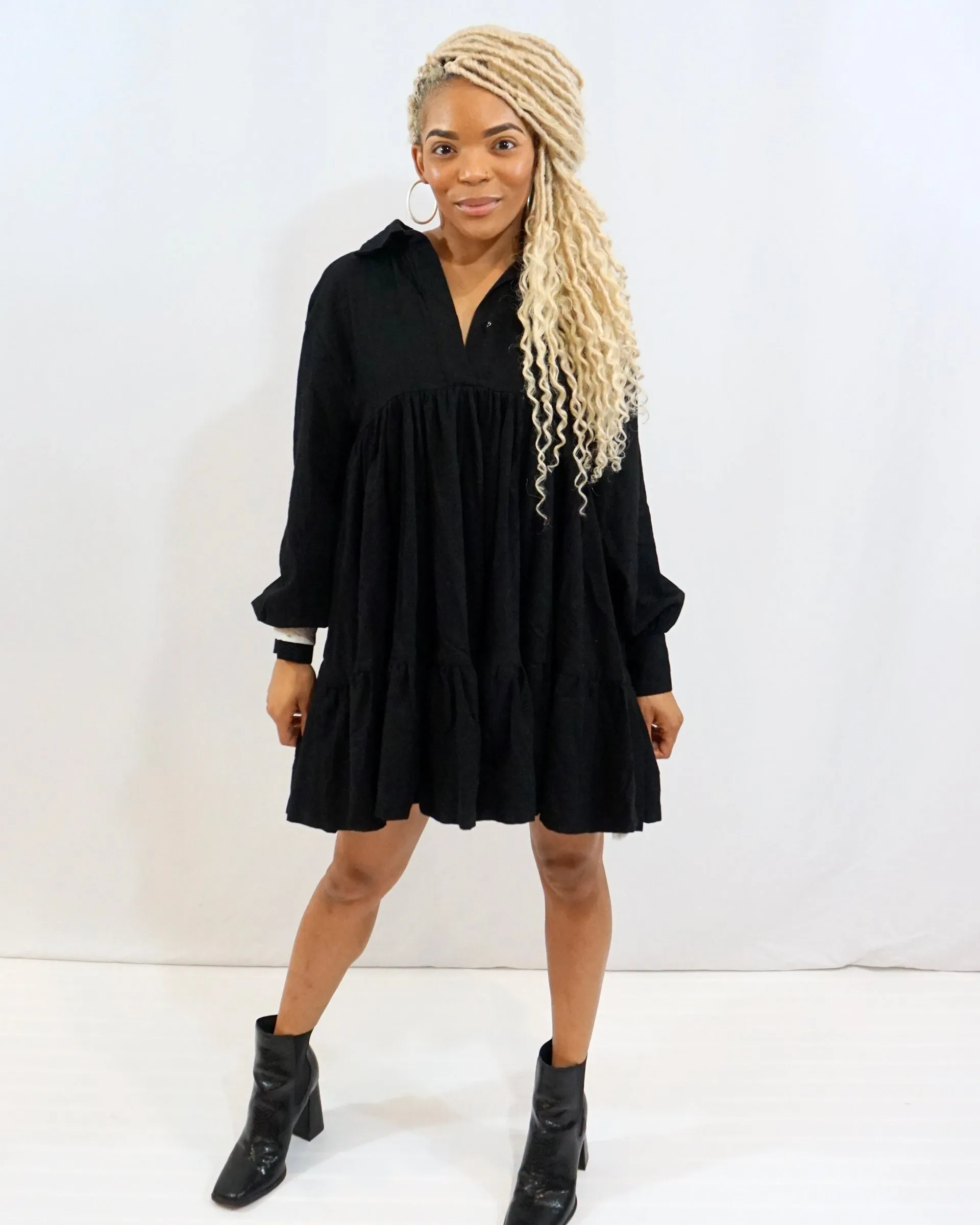 Mini Babydoll Dress - Black