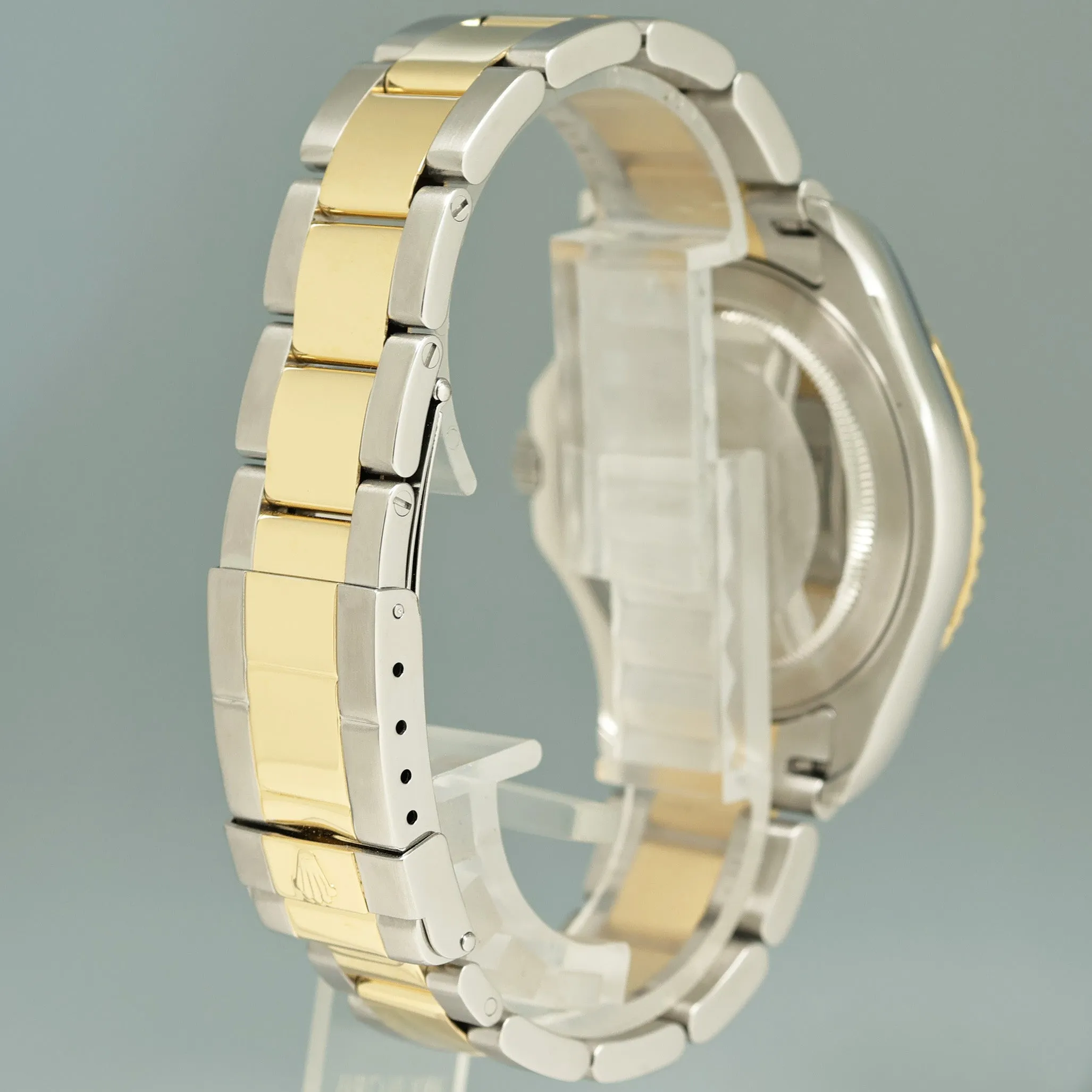 MINT 2009 Rolex 16623 Two Tone Yellow Gold Steel Yachtmaster White Sapphire Watch