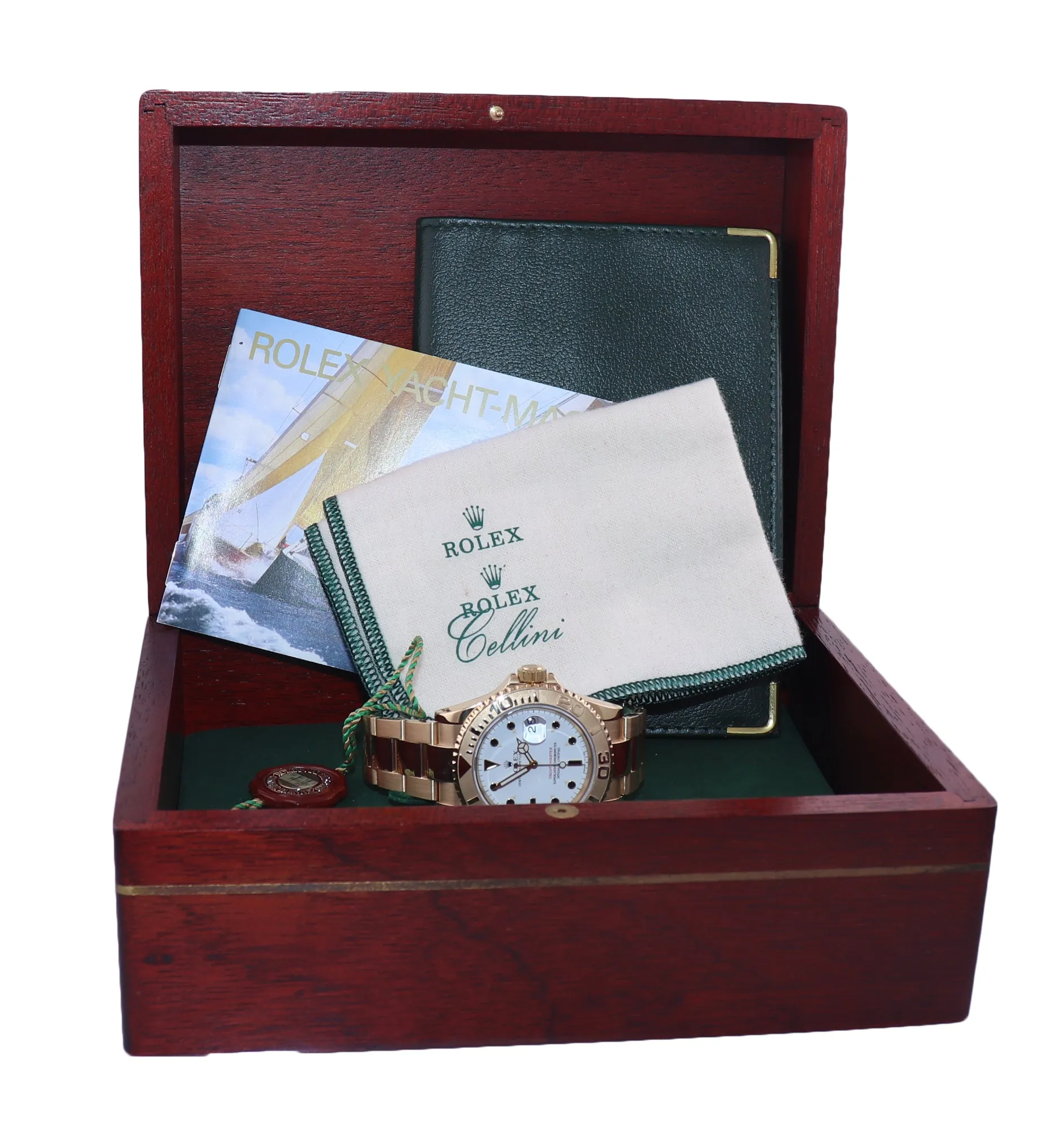 MINT Rolex Yacht-Master 18k Yellow Gold White Sapphire 16628 40mm Watch Box