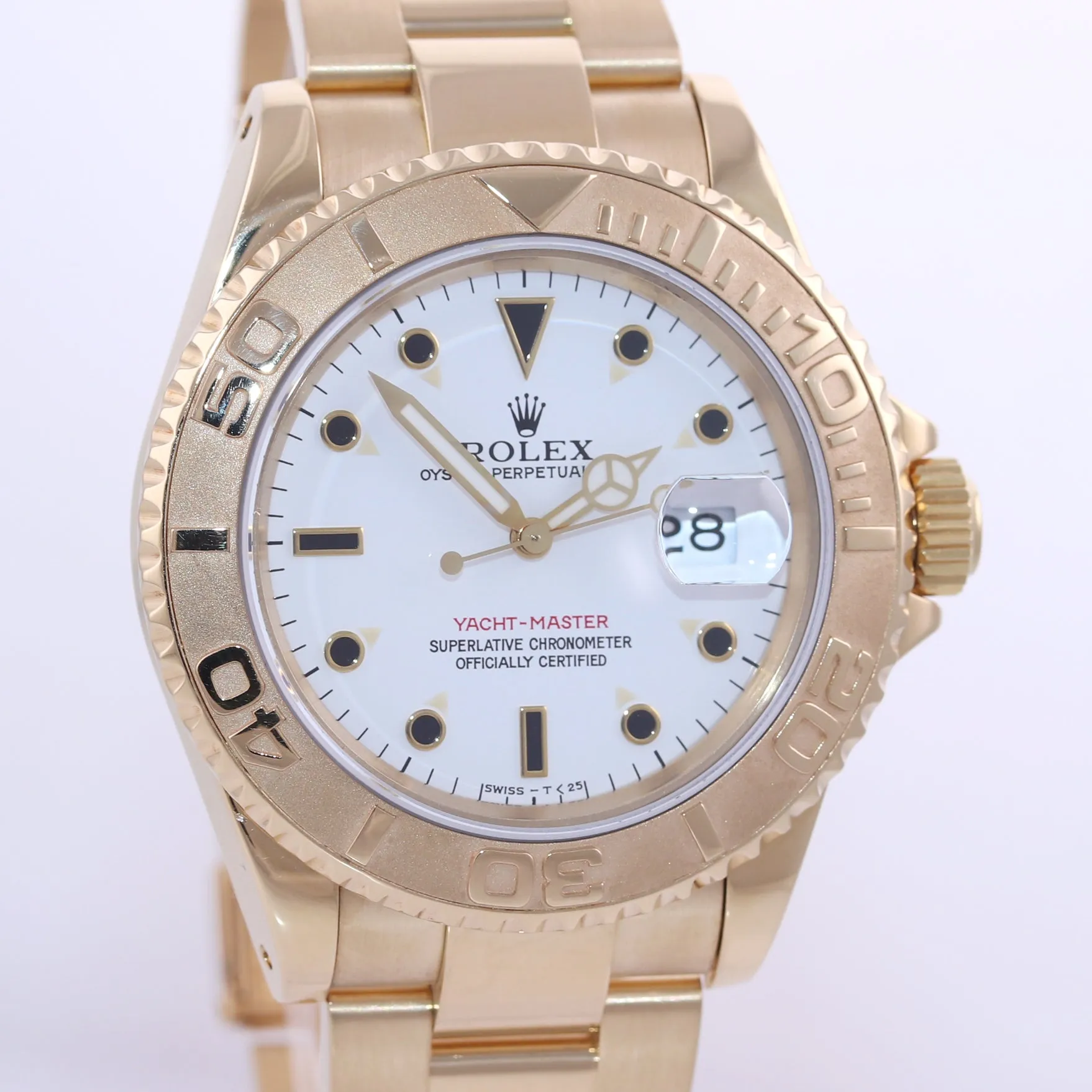 MINT Rolex Yacht-Master 18k Yellow Gold White Sapphire 16628 40mm Watch Box