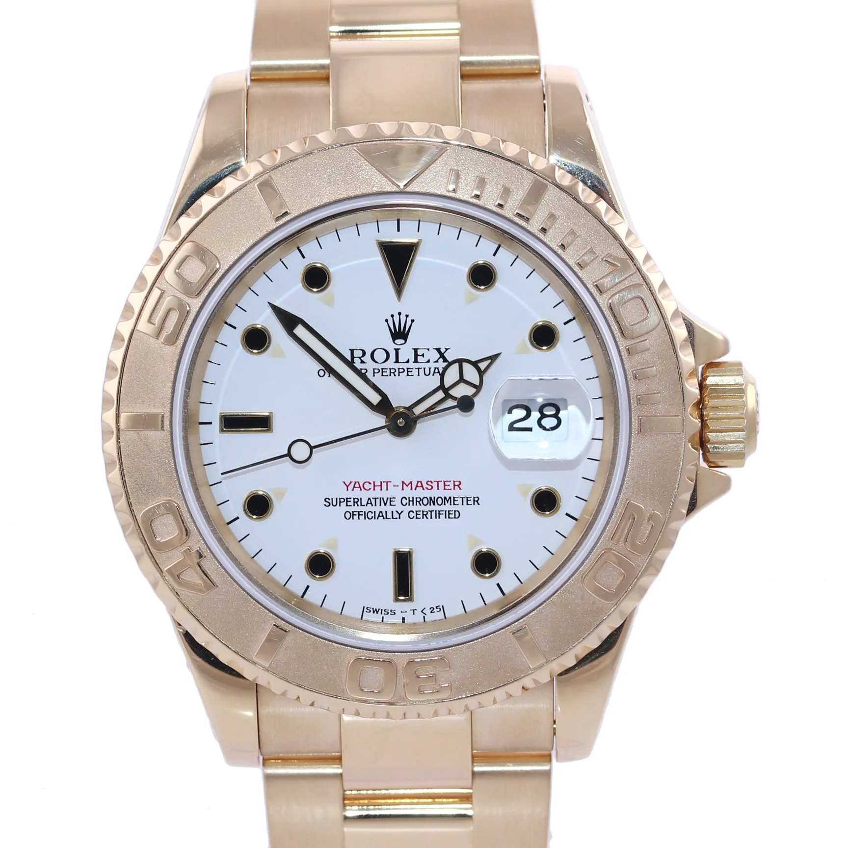MINT Rolex Yacht-Master 18k Yellow Gold White Sapphire 16628 40mm Watch Box