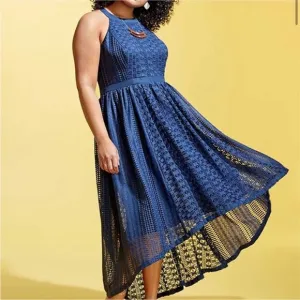 ModCloth Women’s Harmonious Ceremony Navy Blue Lace Hi-Low Midi Dress Size M