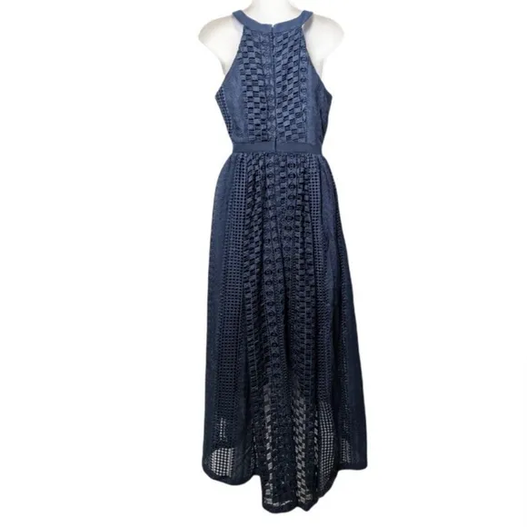 ModCloth Women’s Harmonious Ceremony Navy Blue Lace Hi-Low Midi Dress Size M