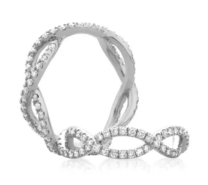 Modern Open Twist Diamond Studded Wedding Band