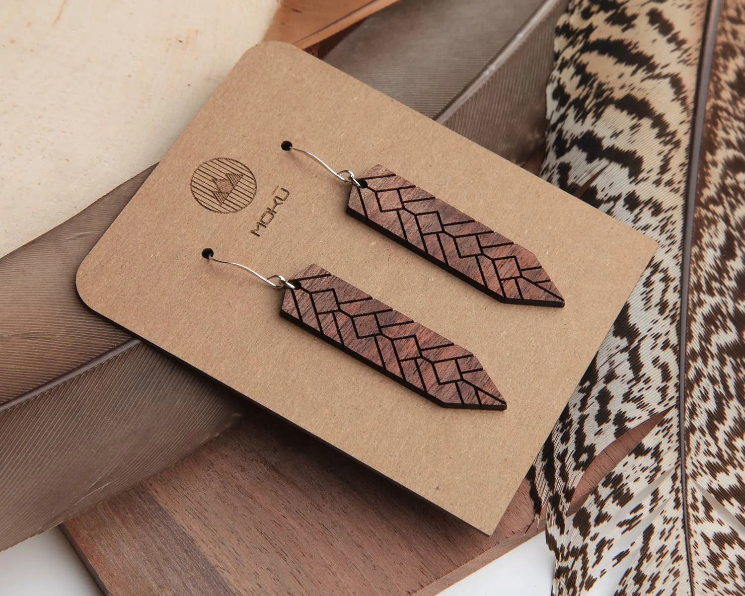 Moko Wooden Geometric Earrings