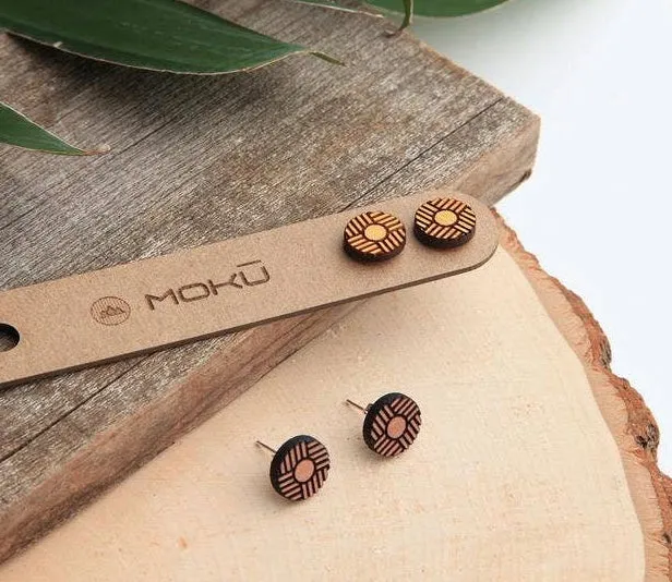 Moko Wooden Geometric Earrings