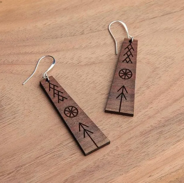Moko Wooden Geometric Earrings