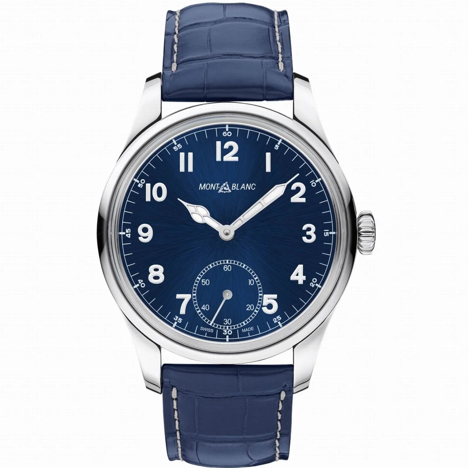 Montblanc Watch 1858 Manual Small Second 44mm Blue Manual Charge Steel 113702