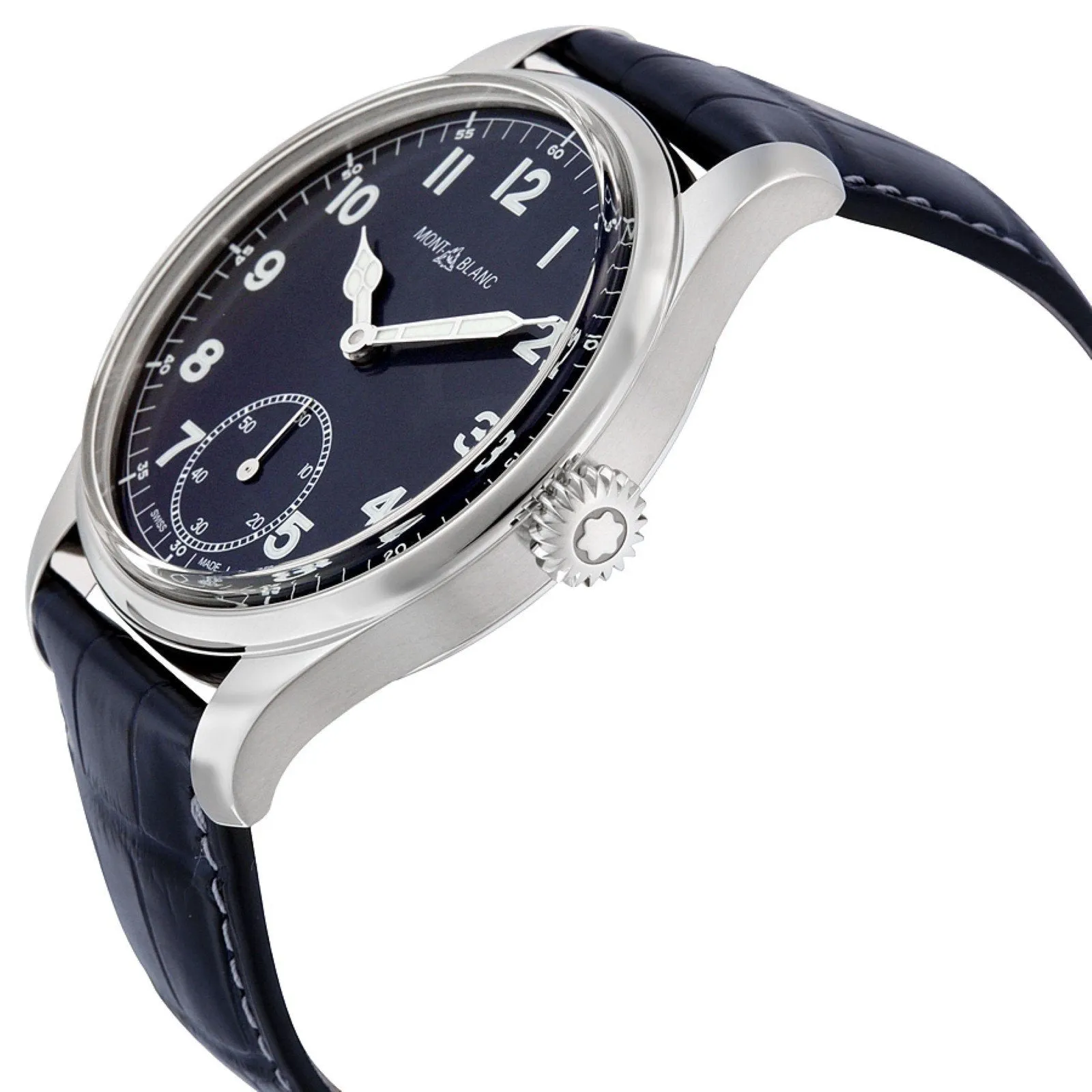 Montblanc Watch 1858 Manual Small Second 44mm Blue Manual Charge Steel 113702