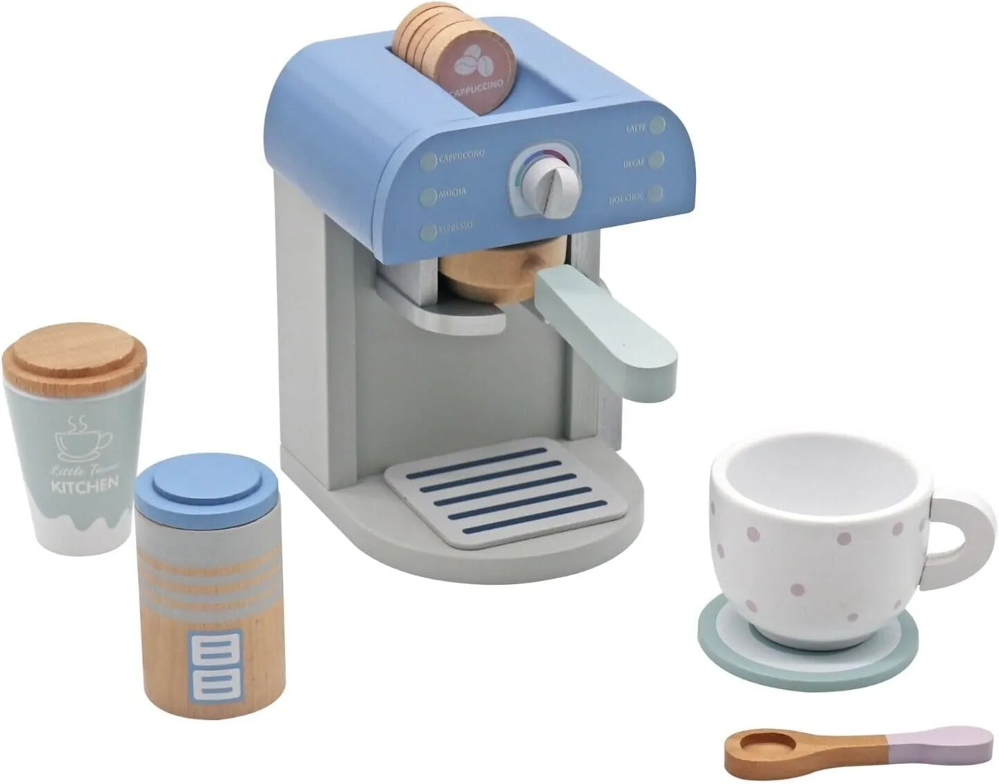 Montessori Wooden Coffee Machine | Barista Set with Accessories | Role Play | 36m 