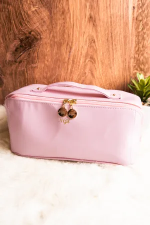 Morning Ready Pink Large Expandable Cosmetic Bag