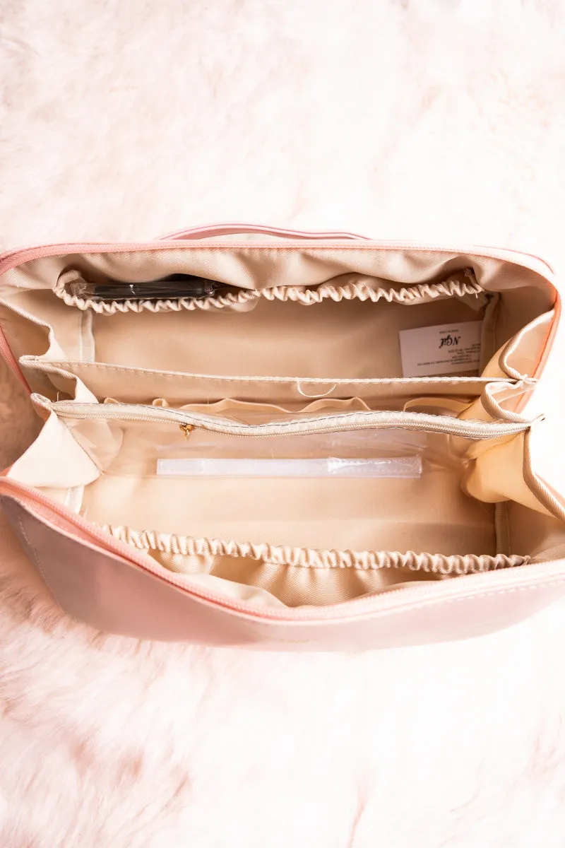 Morning Ready Pink Large Expandable Cosmetic Bag