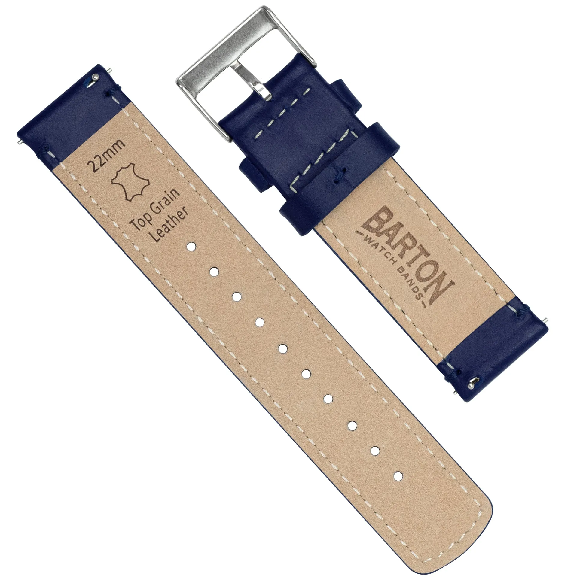 Moto 360 Gen2 Navy Blue Leather Stitching Watch Band