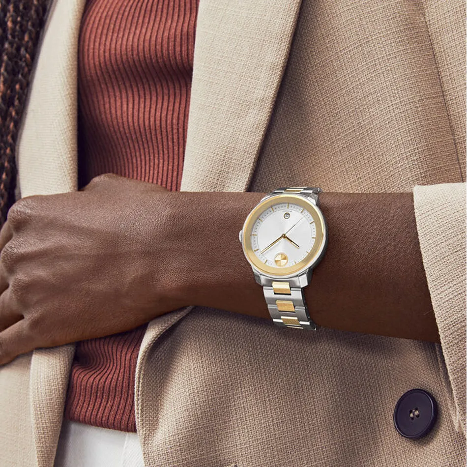 Movado Bold Women's Watch Gold & Silver Tone Case Quartz