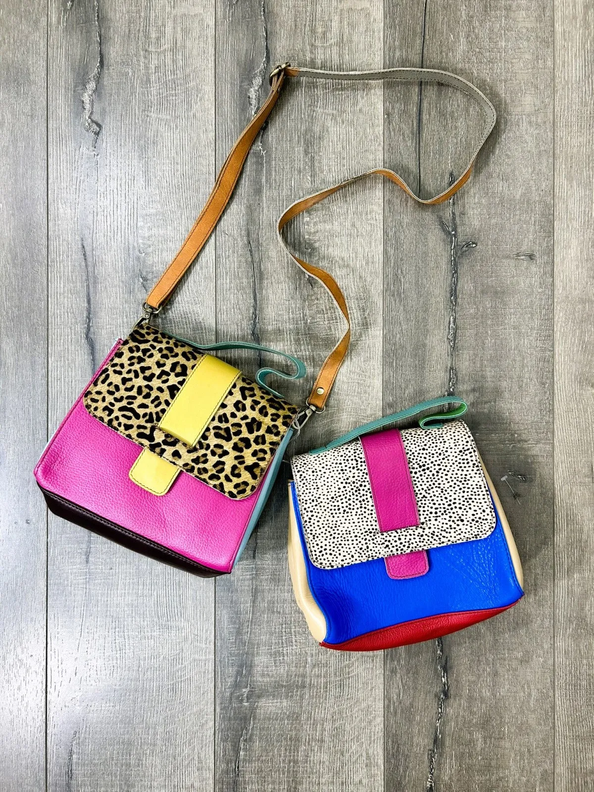 Multi Leather Animal Print Shoulder Bag