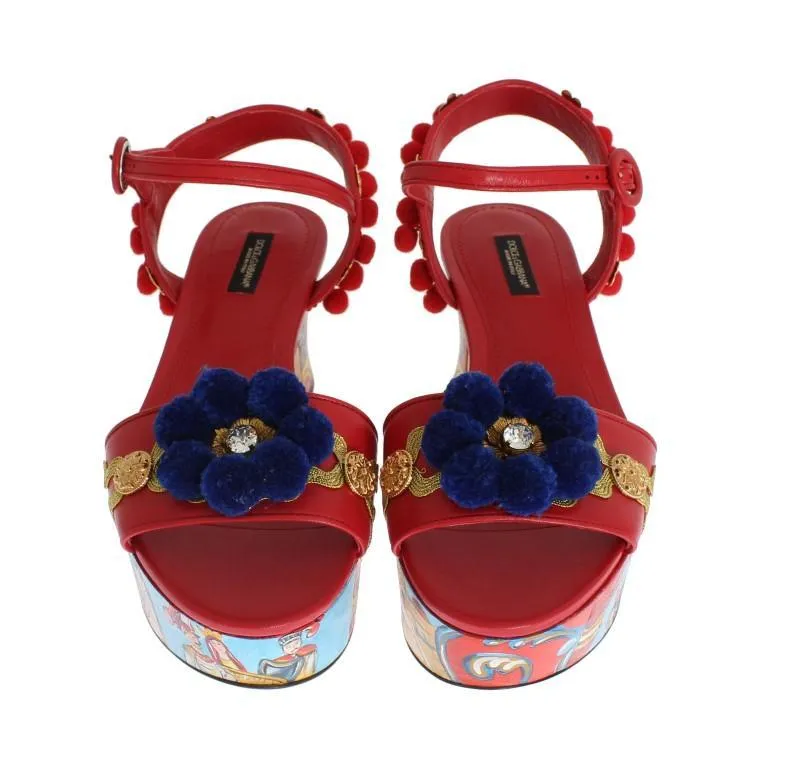 Multicolor Handpainted Carretto Platform Heel