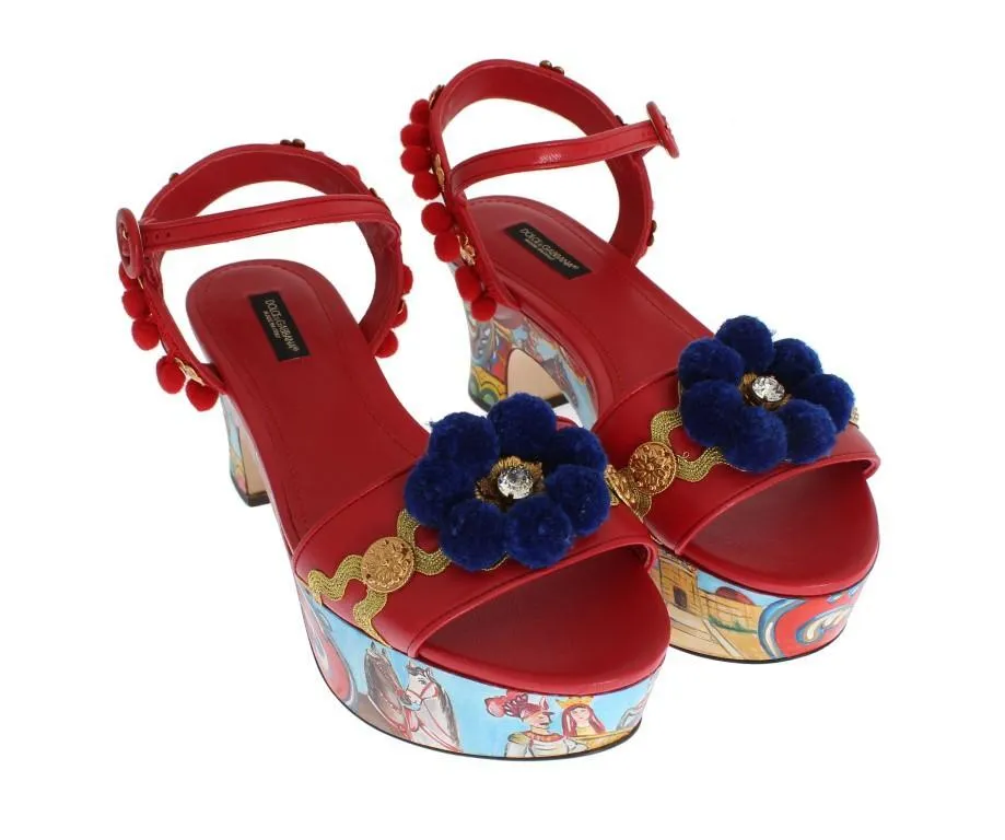 Multicolor Handpainted Carretto Platform Heel