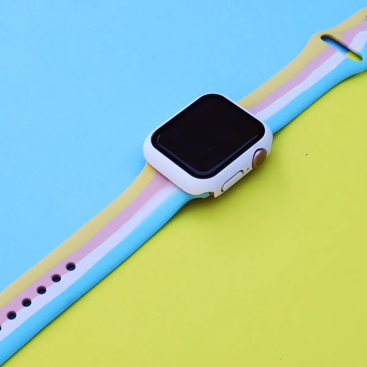 Multicolor Striped Silicone Apple Watch Band
