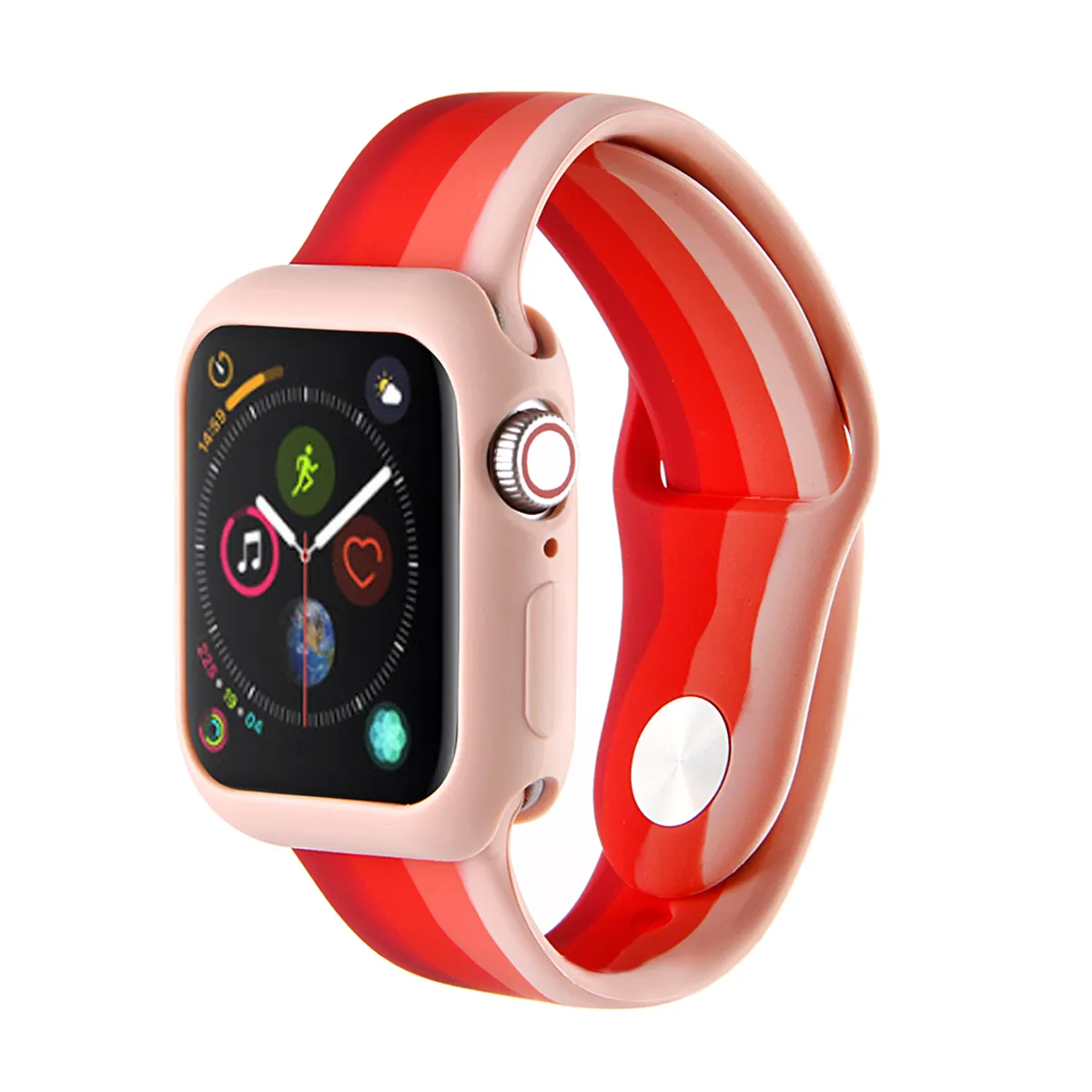 Multicolor Striped Silicone Apple Watch Band