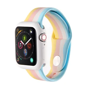 Multicolor Striped Silicone Apple Watch Band