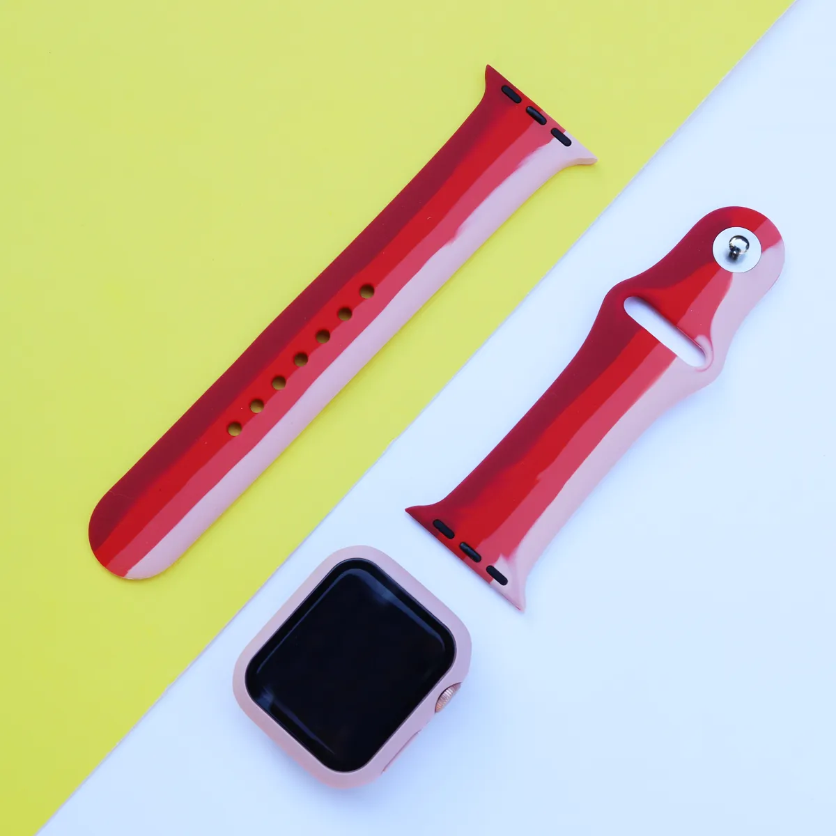 Multicolor Striped Silicone Apple Watch Band