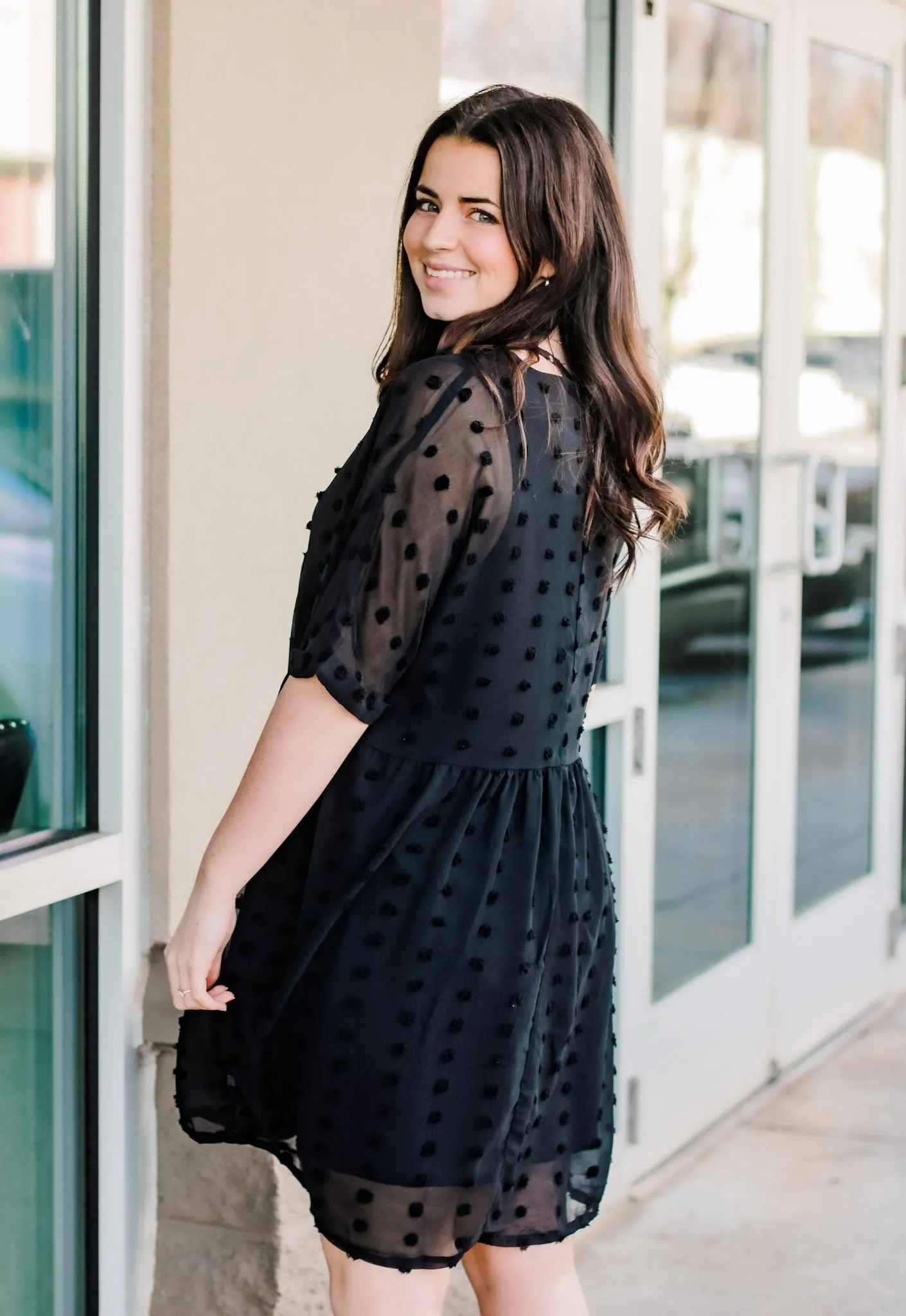 My Forever Pick Swiss Dot Dress in Black