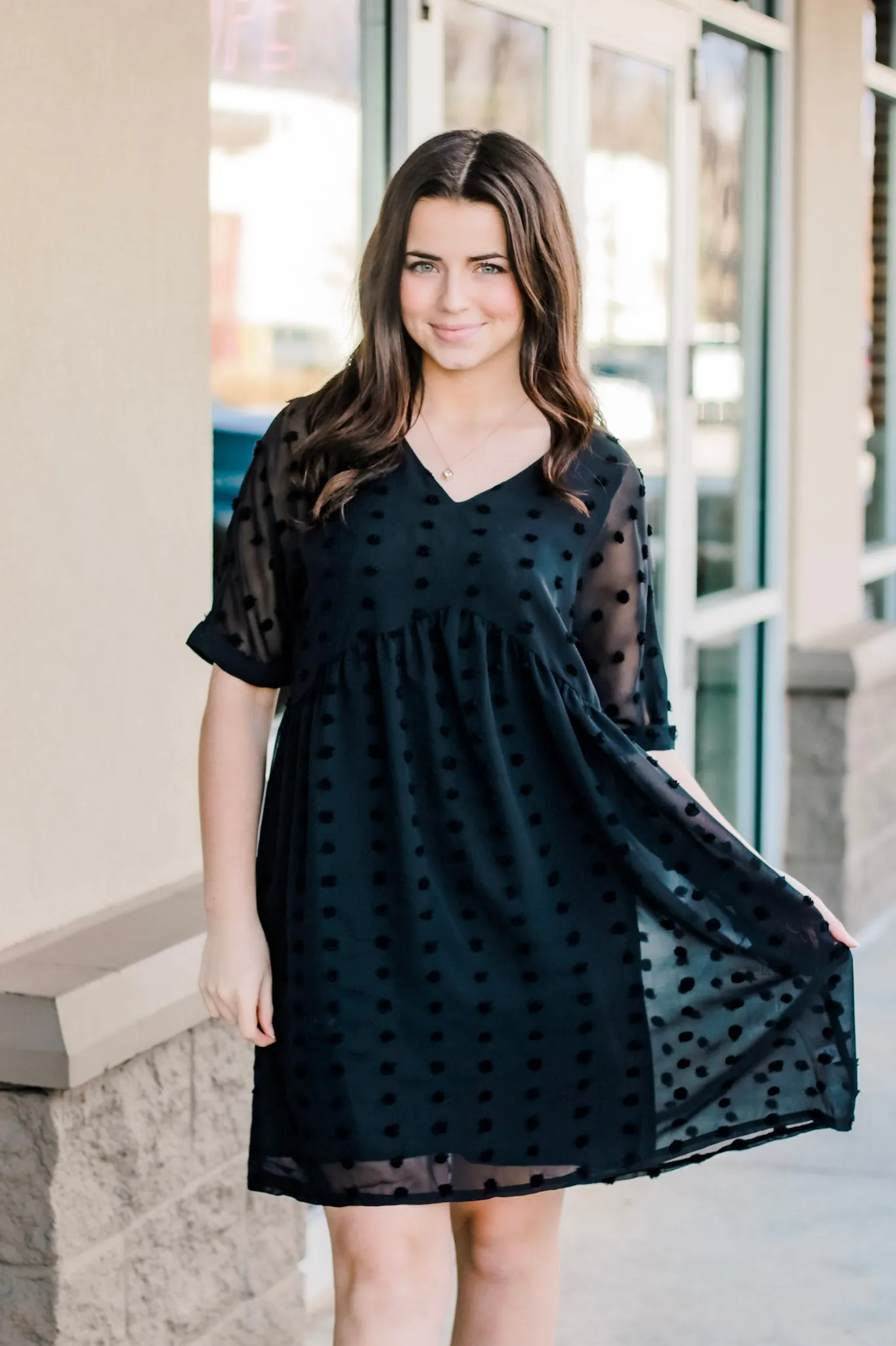 My Forever Pick Swiss Dot Dress in Black