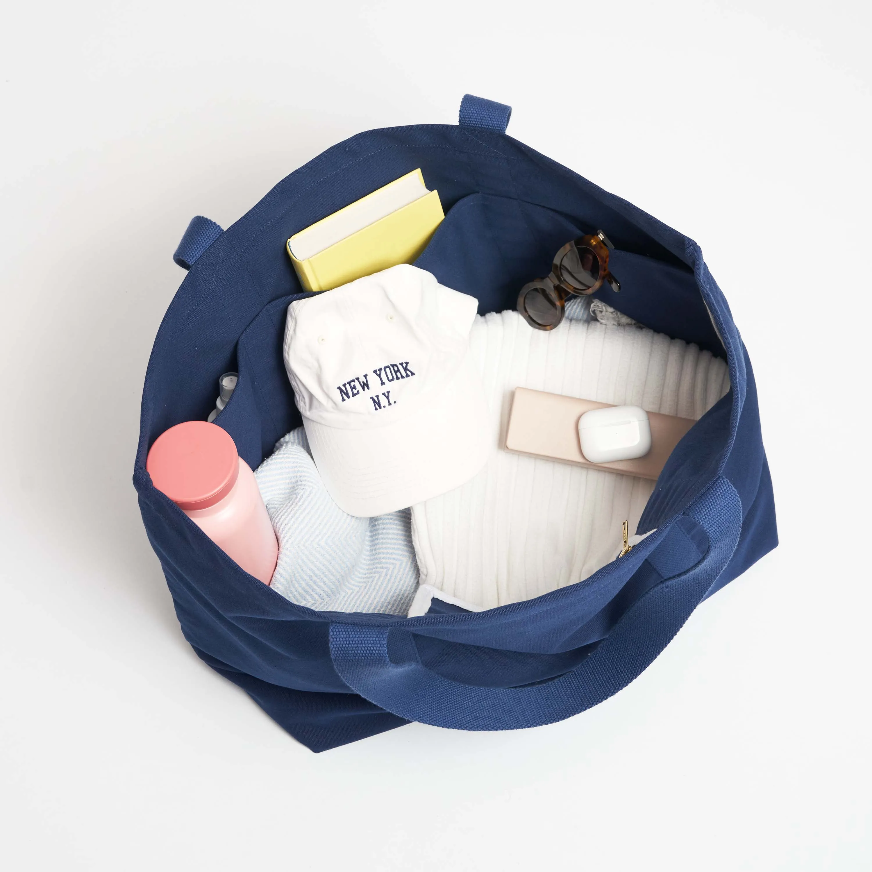 Natural Cotton Canvas Beach Bag | Navy