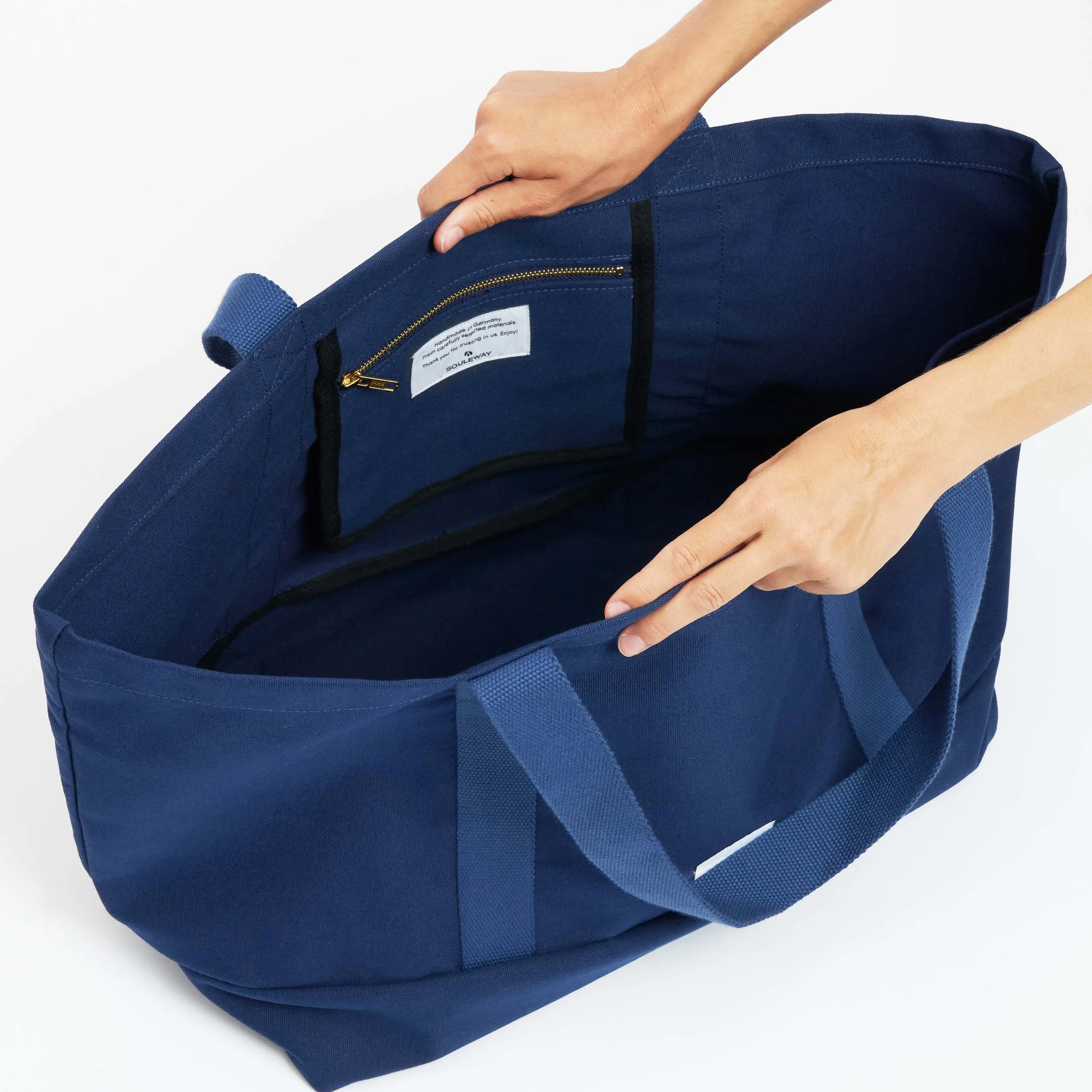 Natural Cotton Canvas Beach Bag | Navy