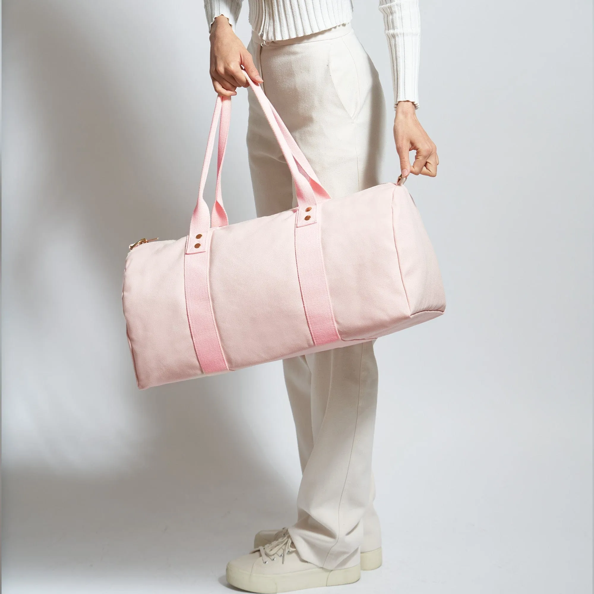 Natural Cotton Canvas Vegan Weekender | Blush Pink
