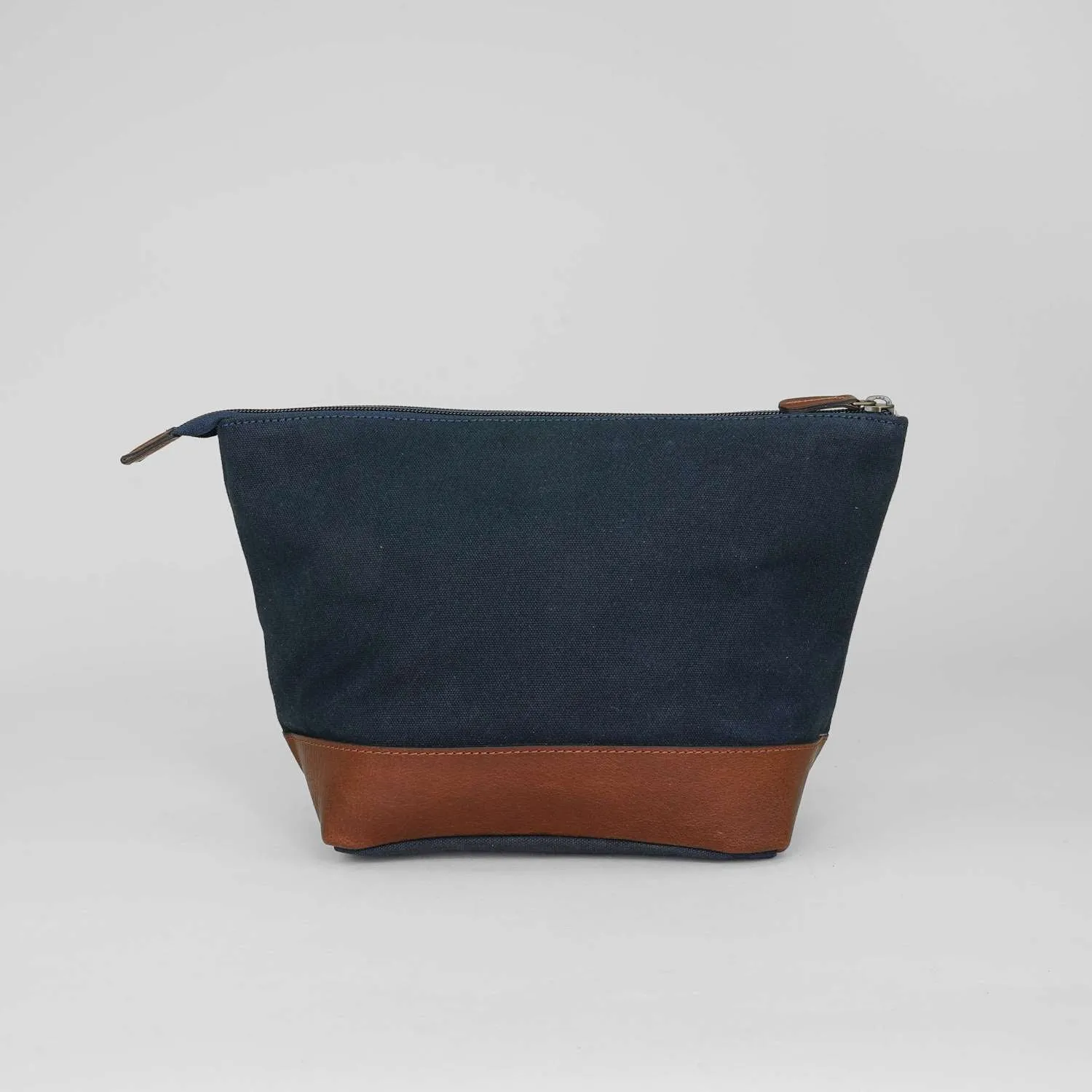 Navy Waxed Canvas Triangle Washbag - Toiletries Bag