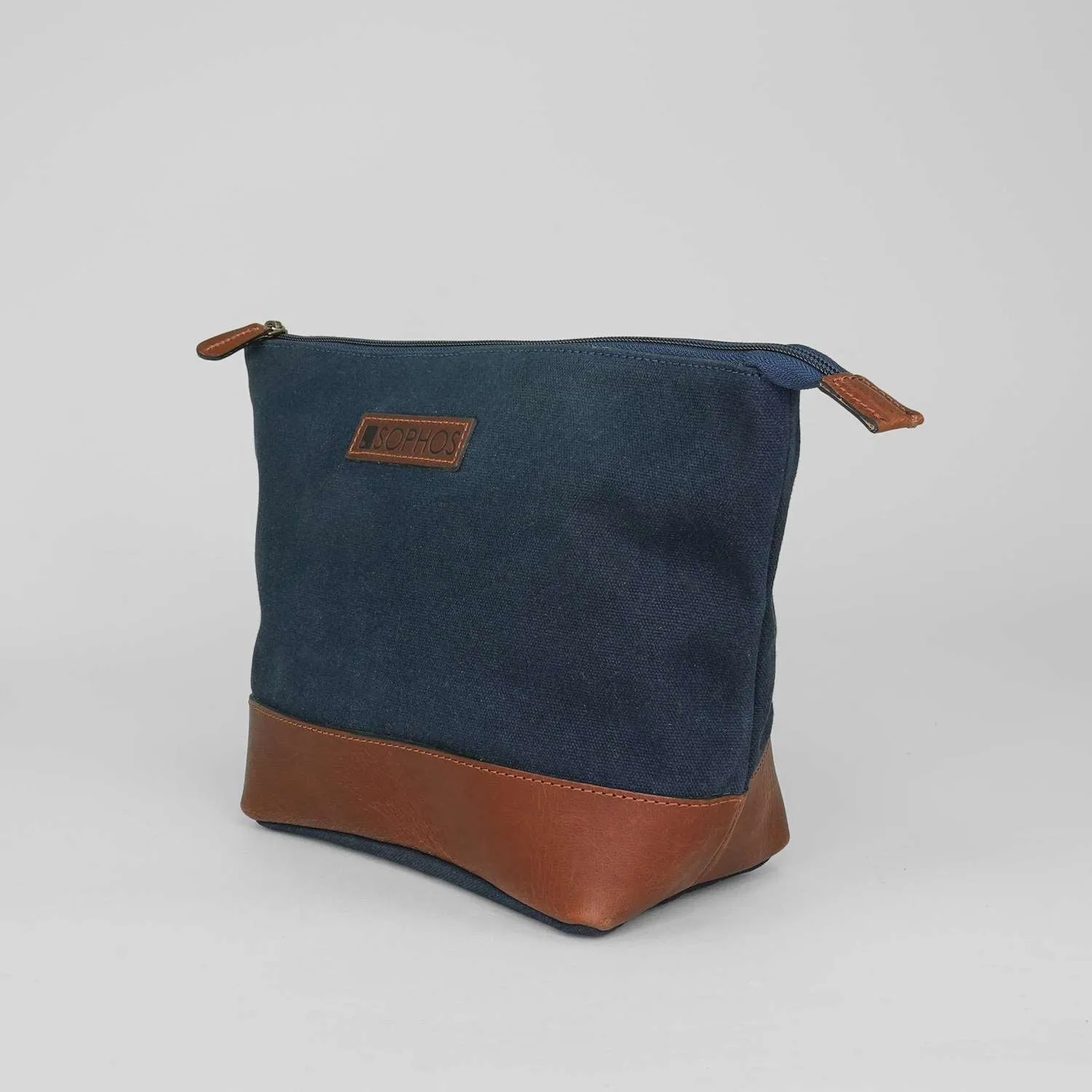 Navy Waxed Canvas Triangle Washbag - Toiletries Bag