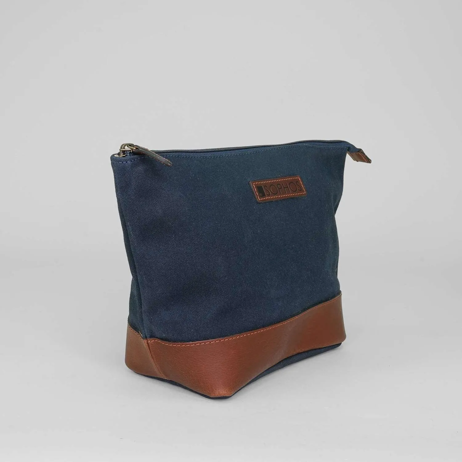 Navy Waxed Canvas Triangle Washbag - Toiletries Bag