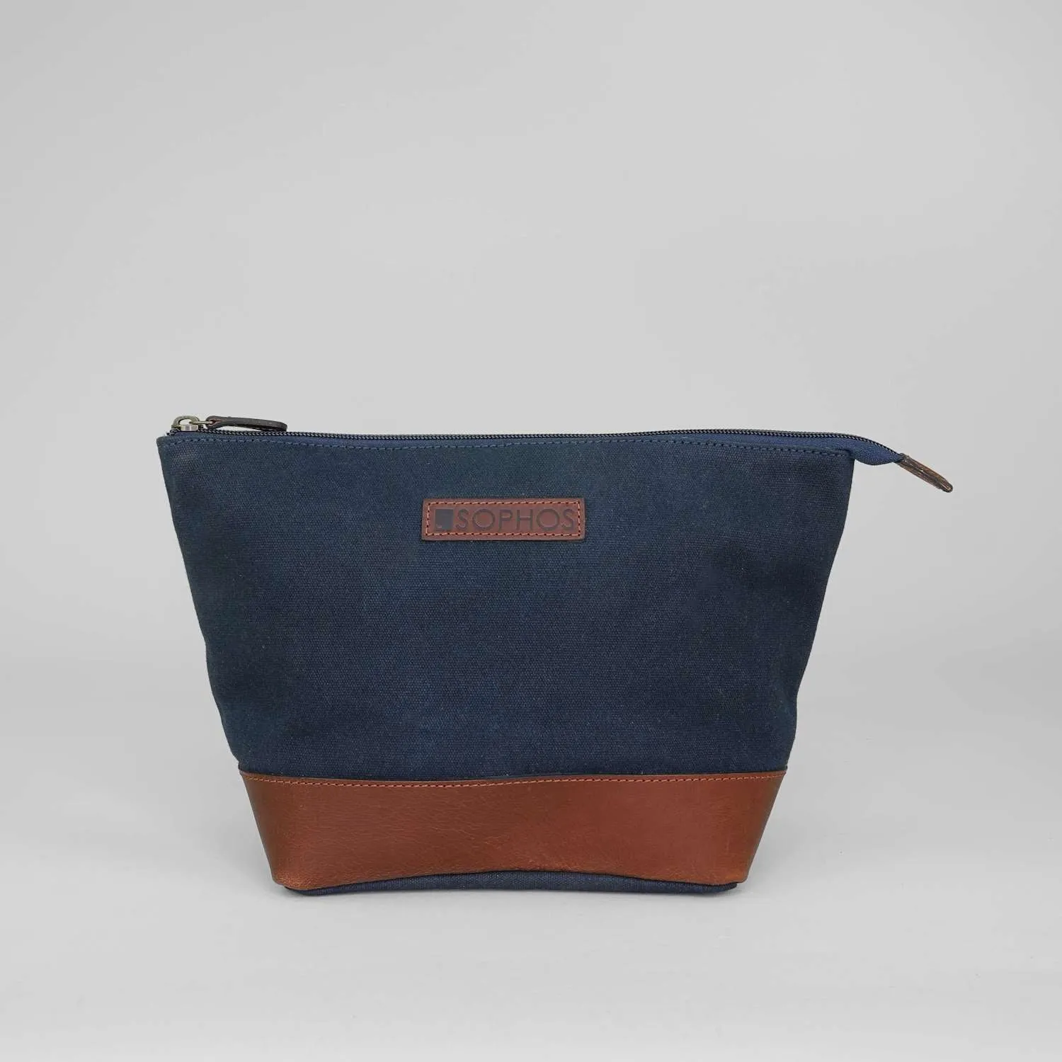 Navy Waxed Canvas Triangle Washbag - Toiletries Bag