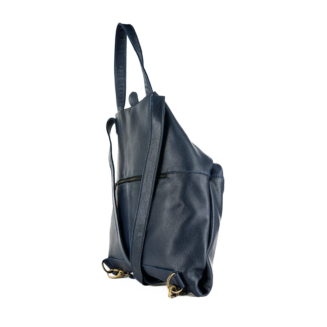 Ncumisa : Leather Backpack in Marine Cayak